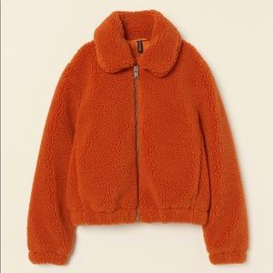 Excellent Condition Orange Fleece H&M Jacket With Pockets Size Large